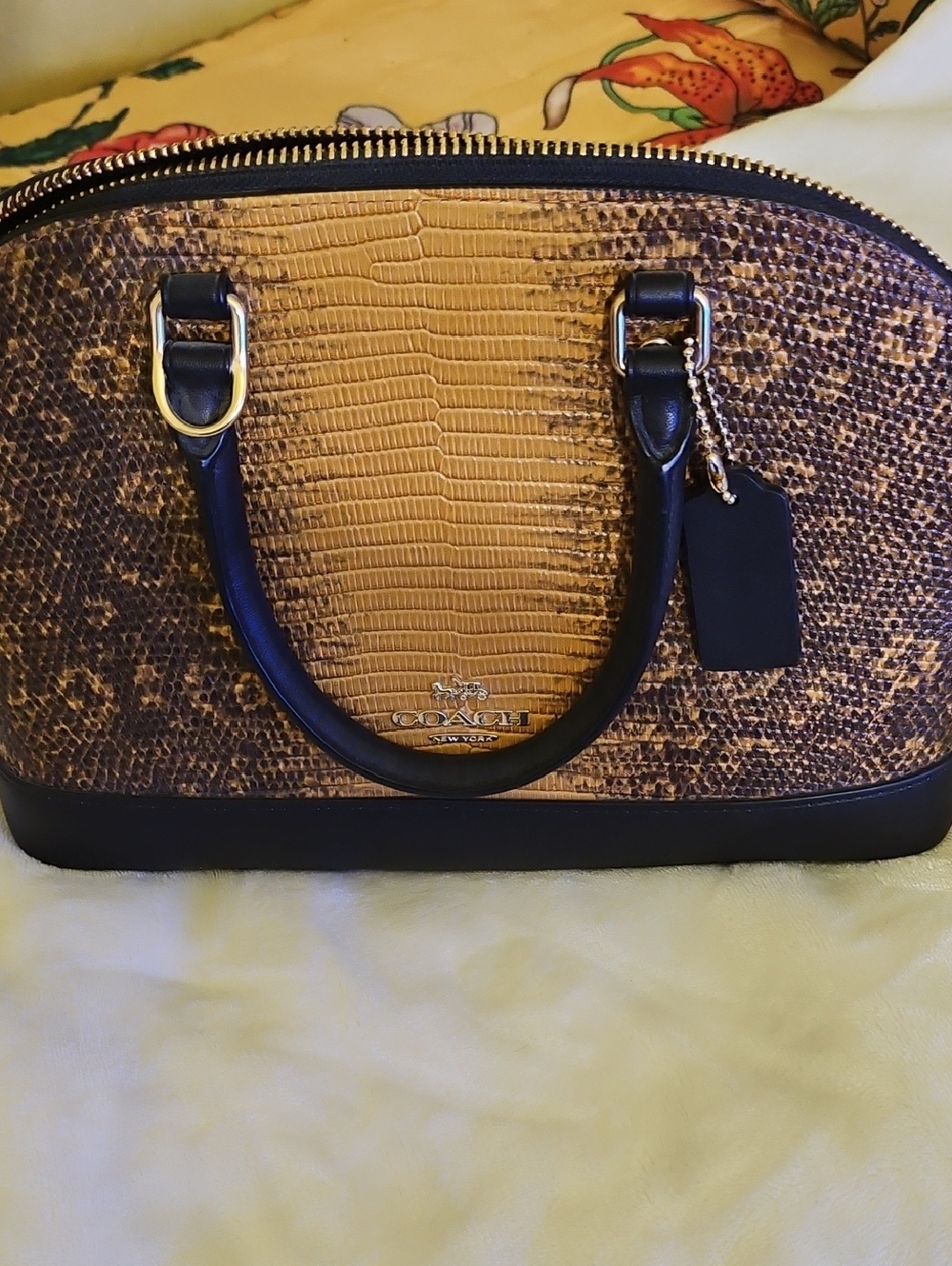 COACH Women's Brown Snake-Print Dome Satchel